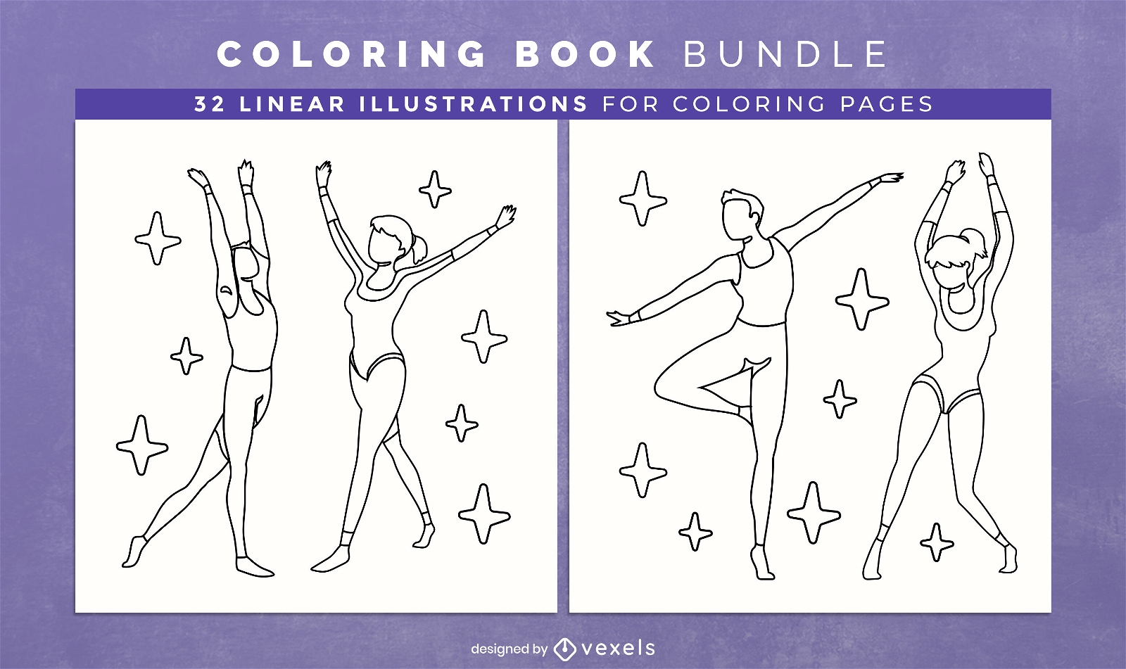 Diseño de páginas de libro para colorear de bailarinas de ballet