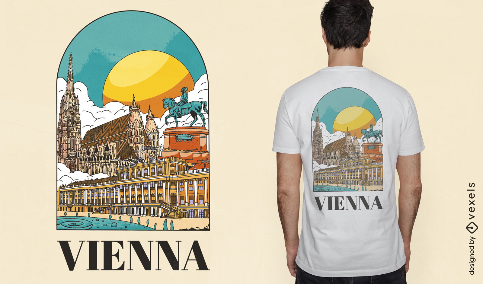 Diseño de camiseta de paisaje de Viena.