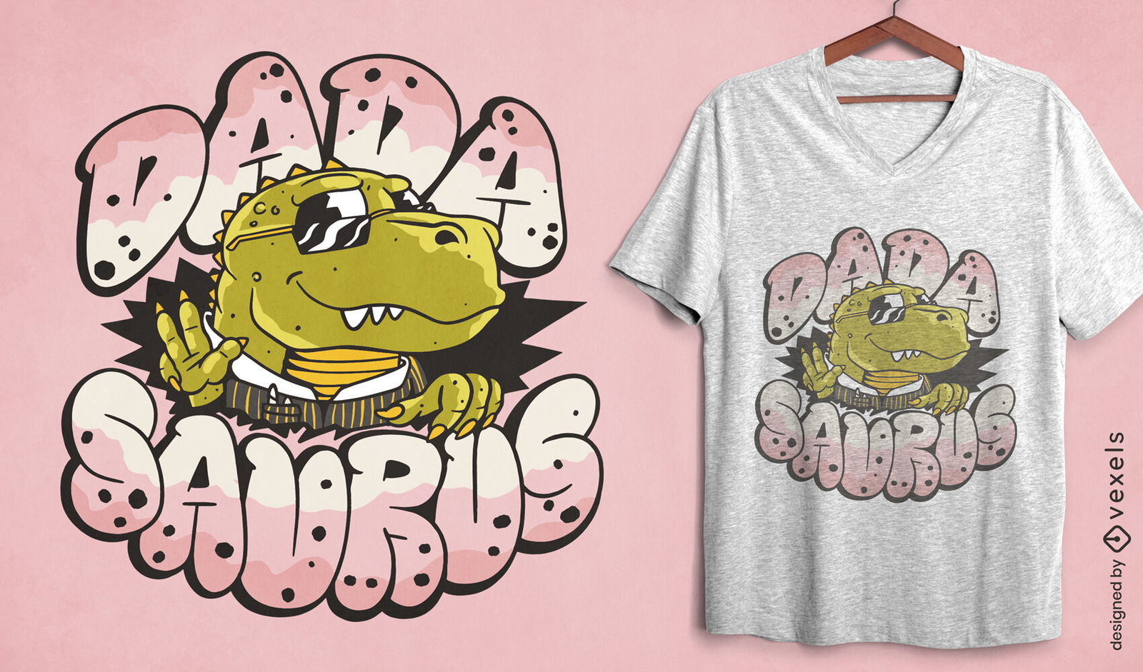 Diseño divertido de camiseta de dibujos animados de dinosaurio t-rex