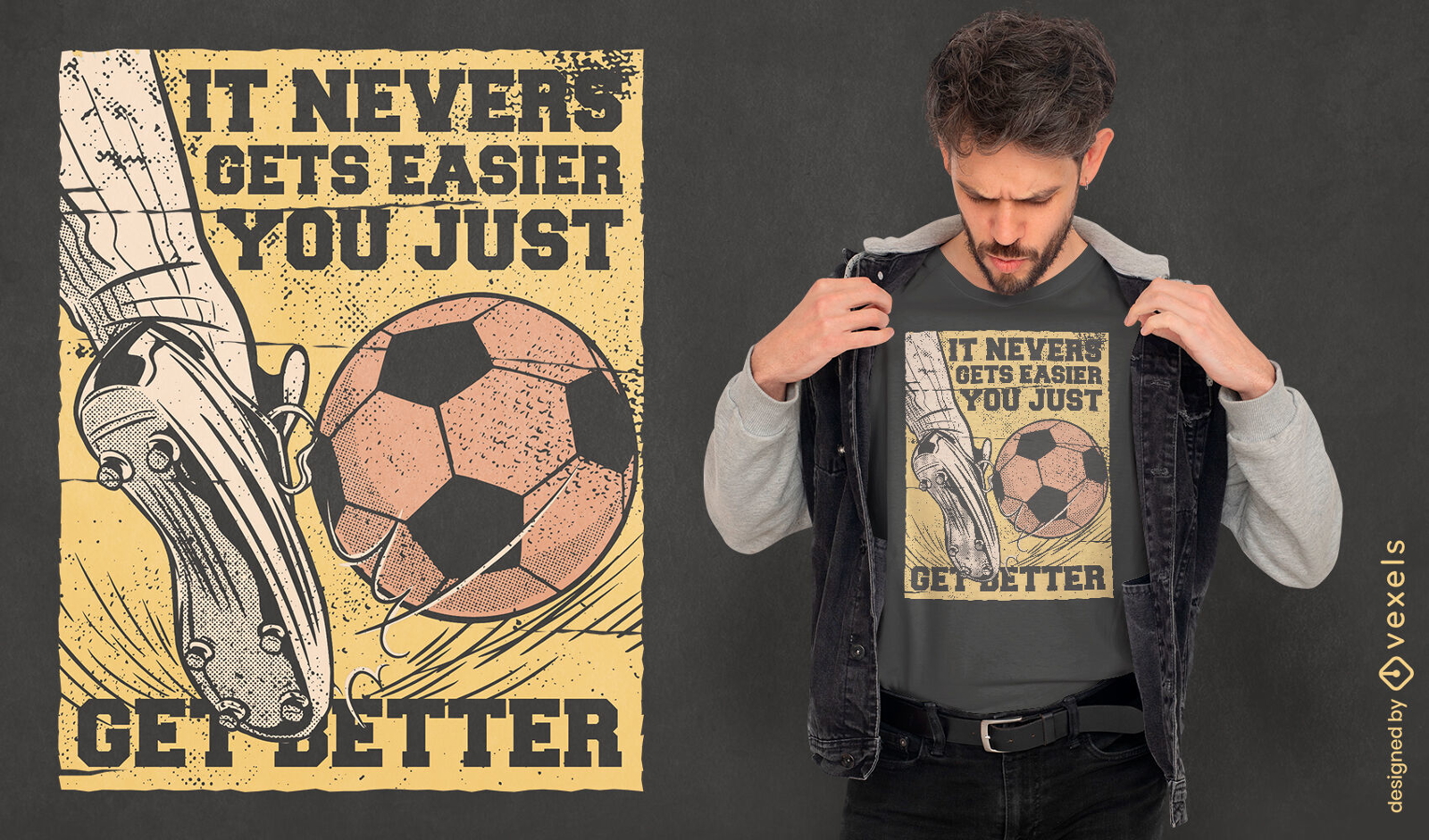 Foot kicking soccer ball t-shirt design