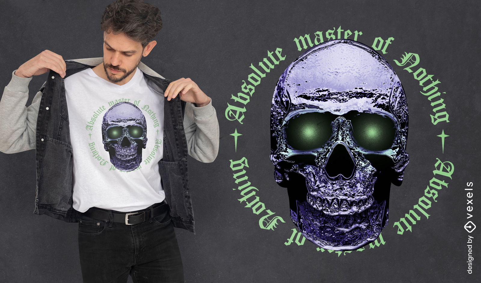 Design de camiseta com citação de caveira de metal