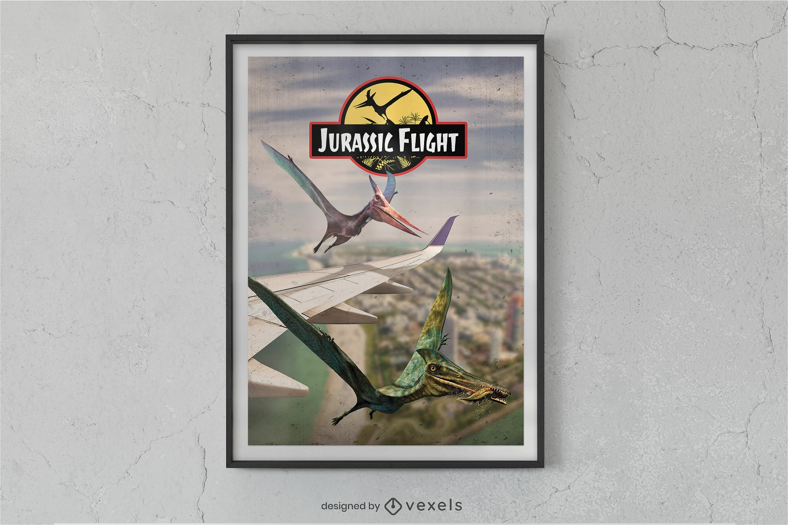 Jurassic flight dinosaurs poster design