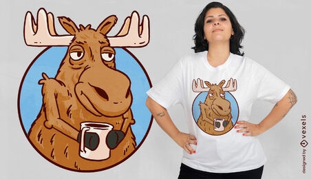 Moose animal with coffee t-shirt design