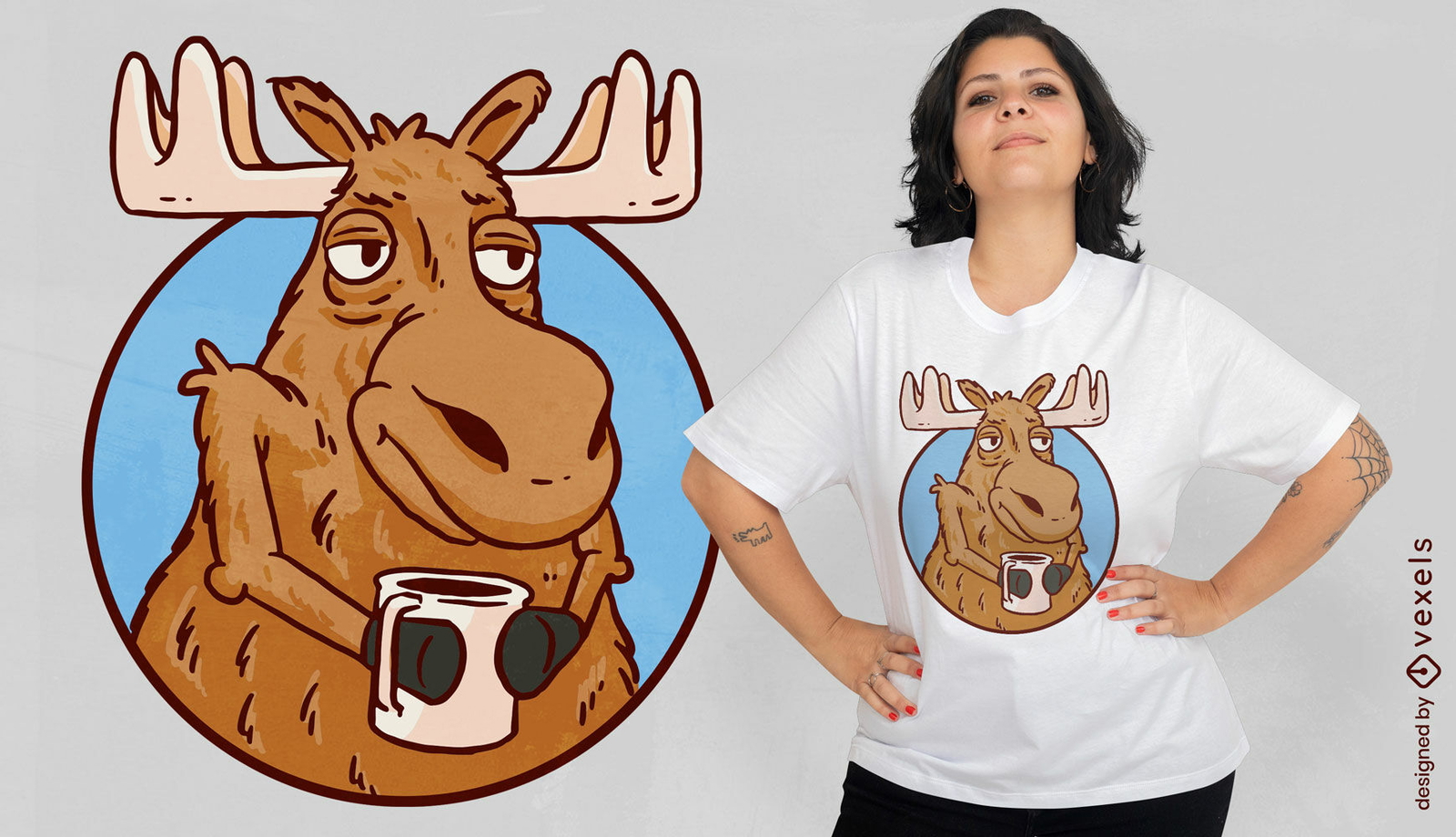 Animal de alce com design de camiseta de café