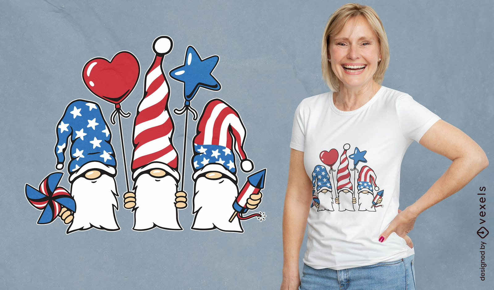 Design de camiseta de gnomos do dia da independência