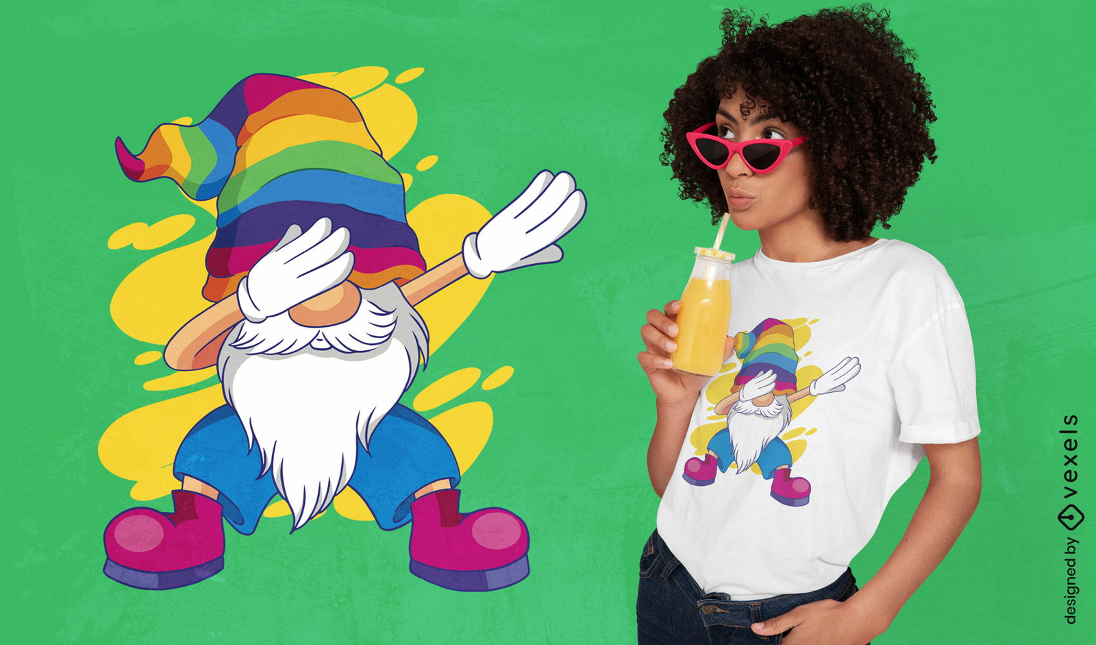 Gnome, der lustiges T-Shirt Design abtupft