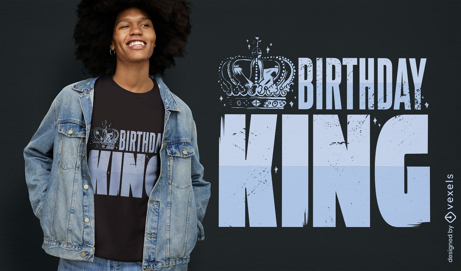 Citação de rei de aniversário com design de t-shirt de coroa