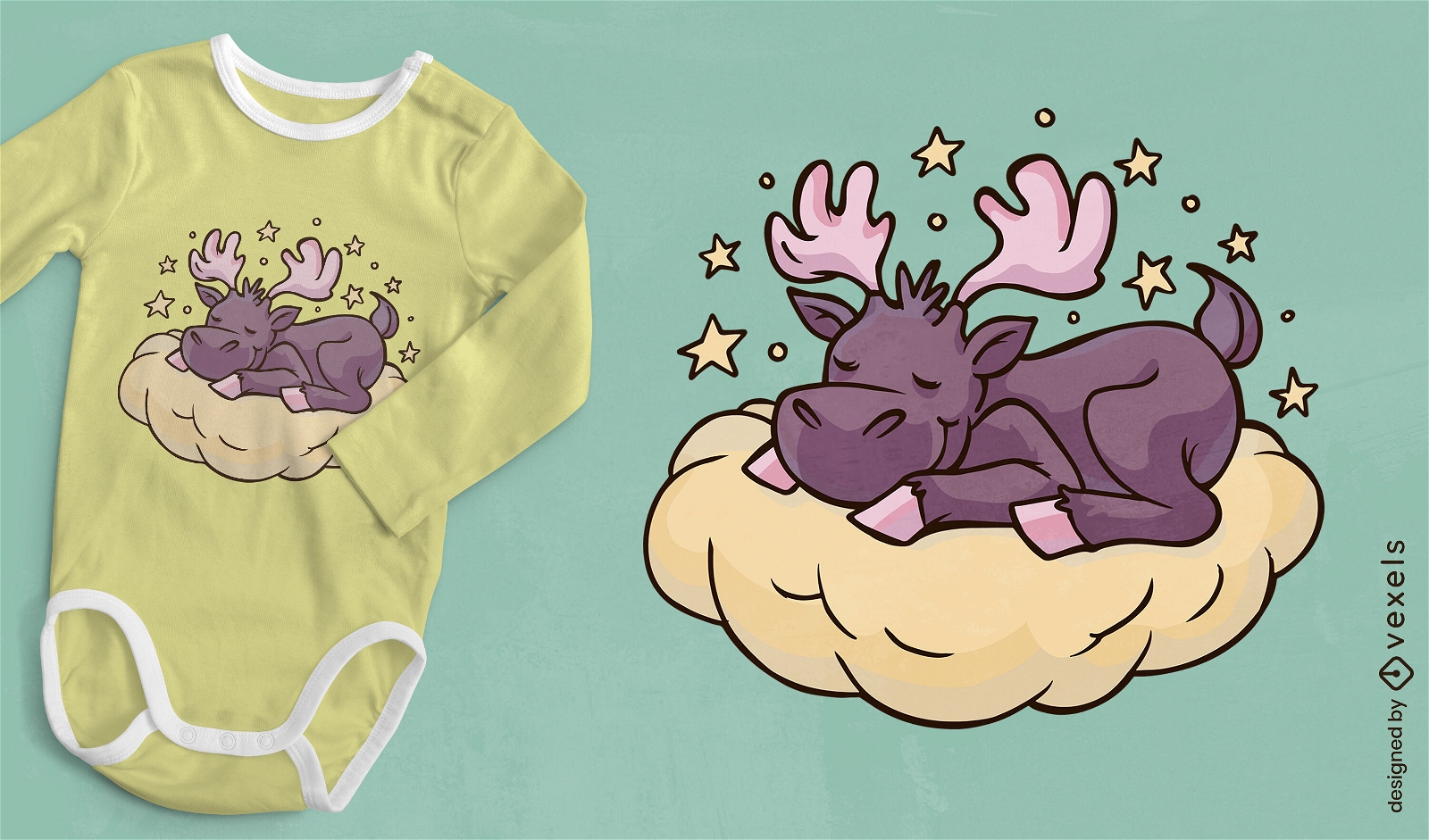 Cute moose animal sleeping t-shirt design