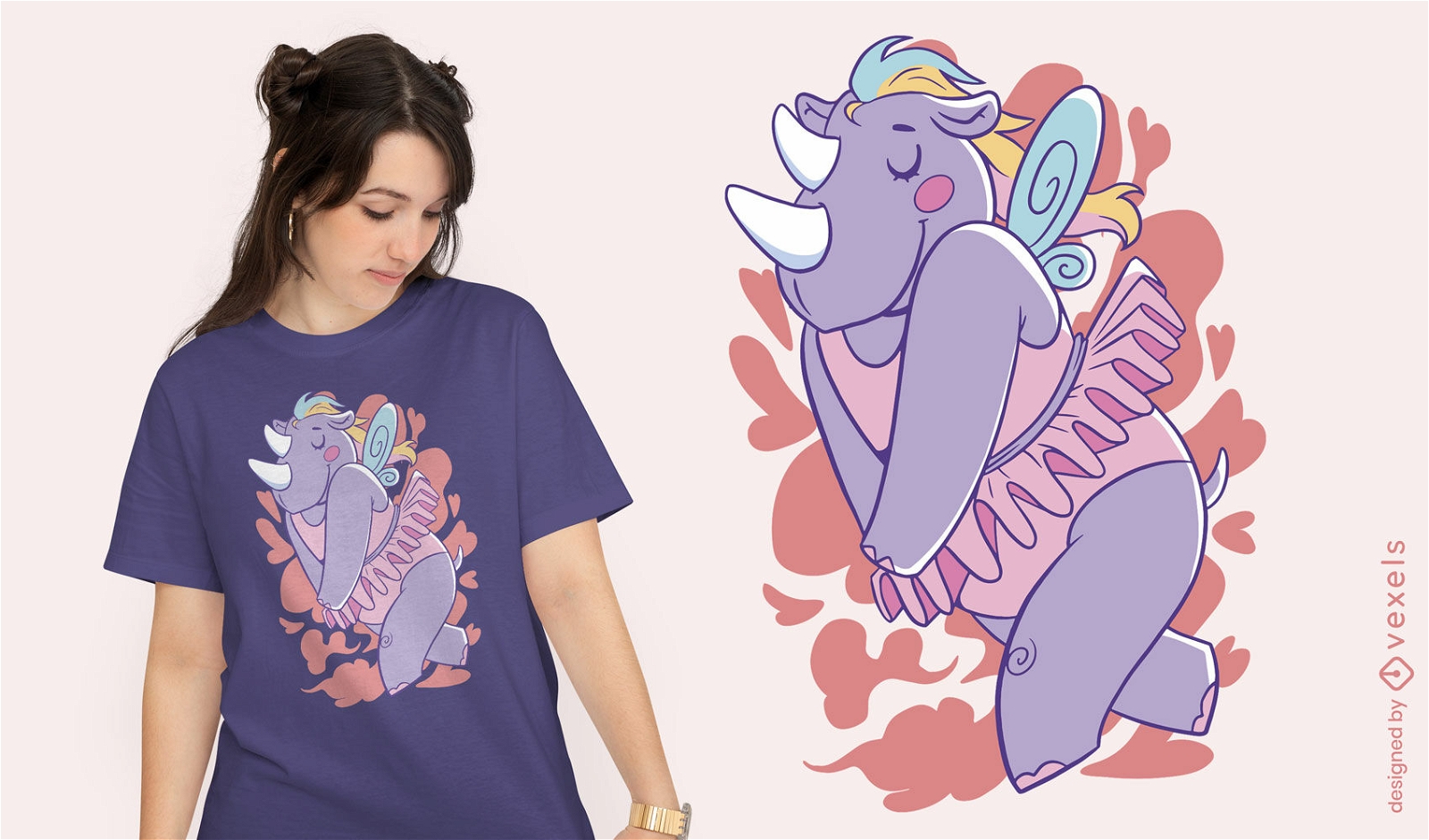 Rhinoceros animal fairy t-shirt design