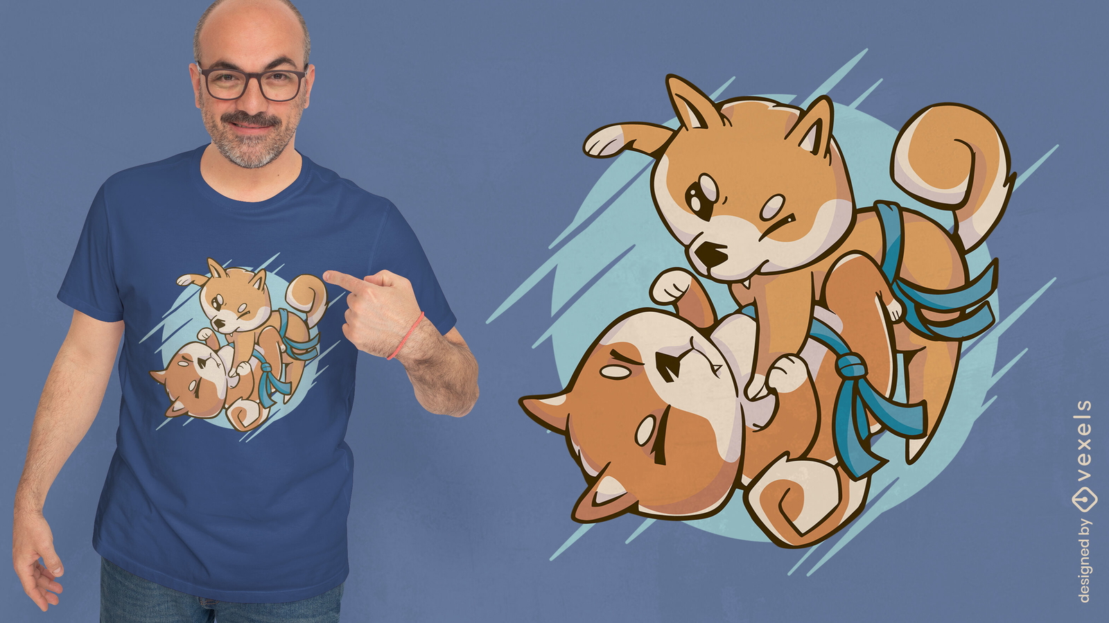 Shiba inu cães jiu jitsu design de camiseta