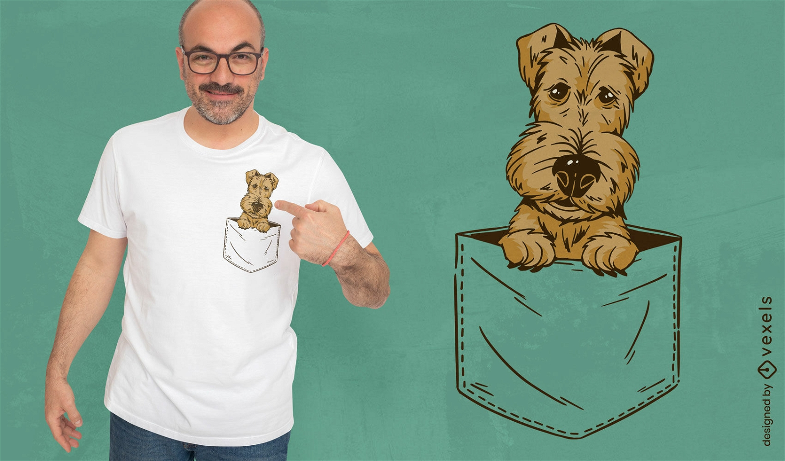 Animal de cachorro bonito em design de t-shirt de bolso