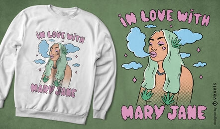 Diseño de camiseta de mujer hippie fumando hierba