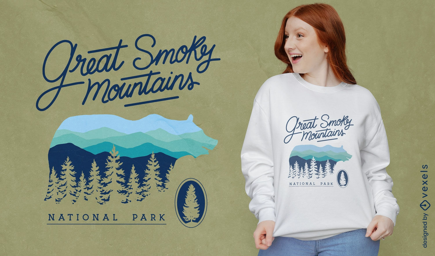 Design de camiseta do Parque Nacional Great Smoky Mountains