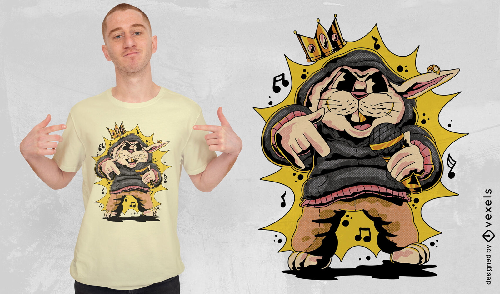 Design de camiseta de coelhinho do rapper