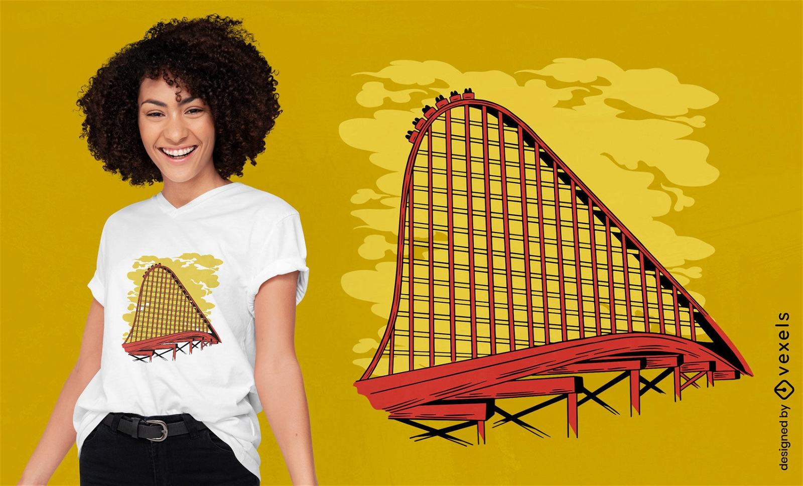 Wooden roller coaster t-shirt design