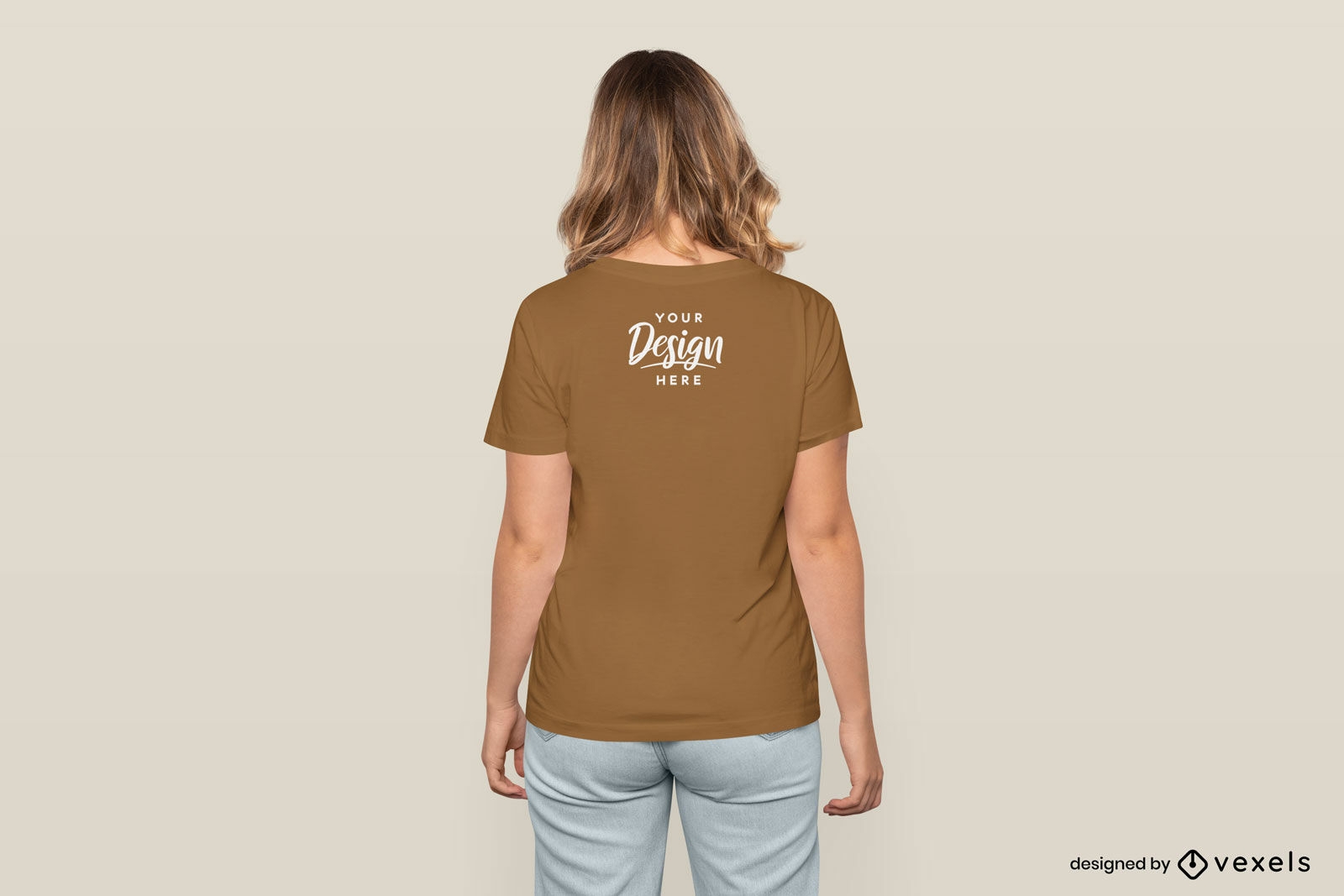 Blondes weibliches Modell hinteres T-Shirt-Modell