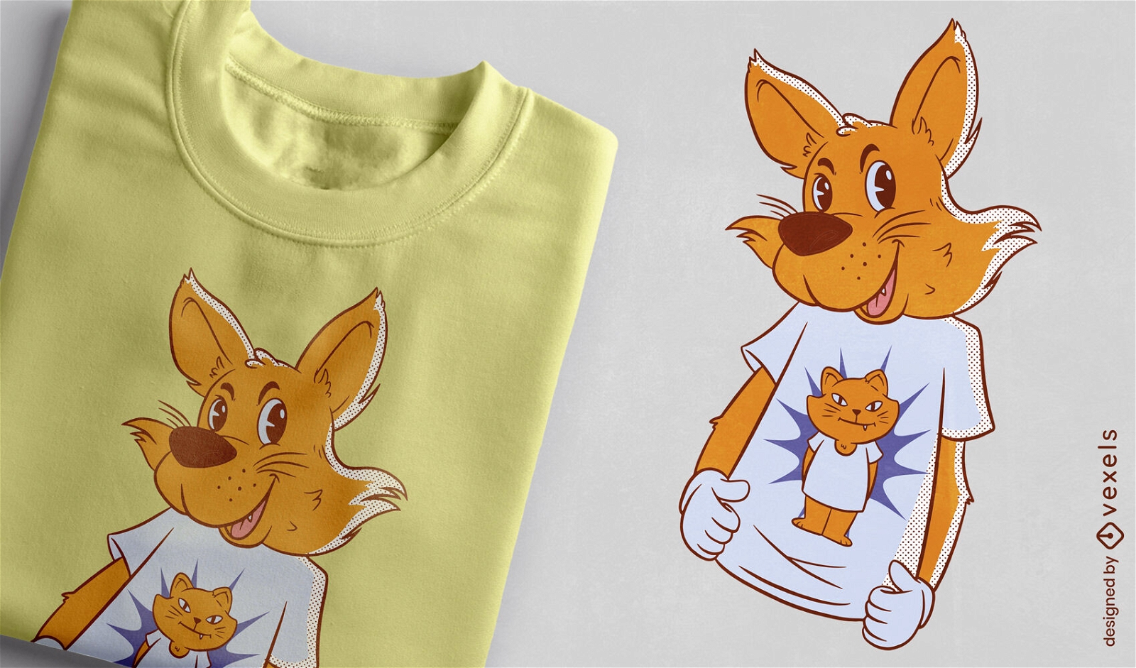 Fox tr?gt ein T-Shirt-Design