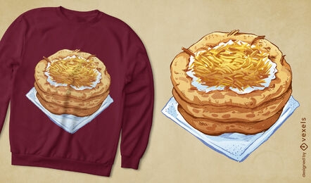 Diseño de camiseta de pan plano frito húngaro