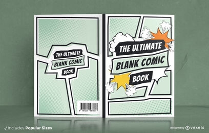 Diseño de portada de libro de revista de historietas en blanco