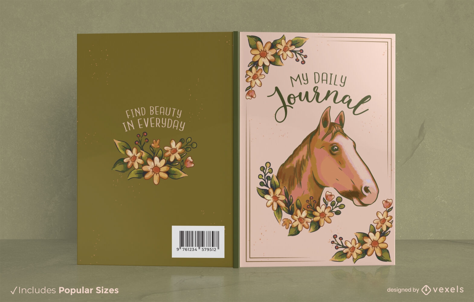 Horse daily journal book cover design