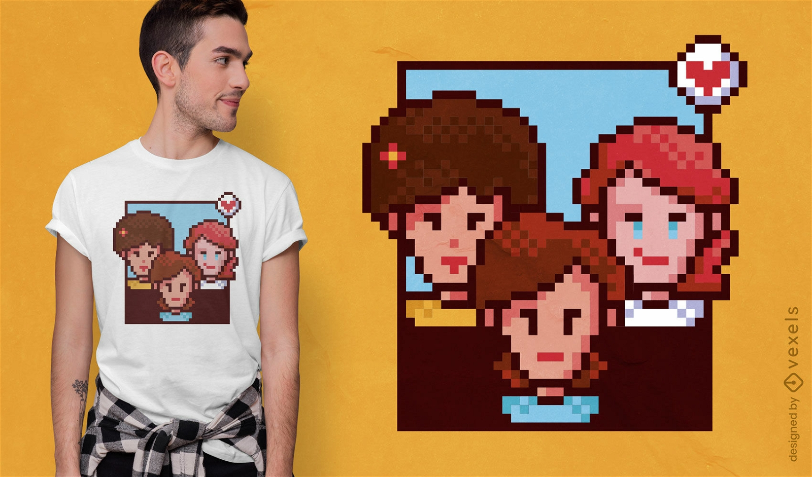 Pixel-Frauen-T-Shirt-Design