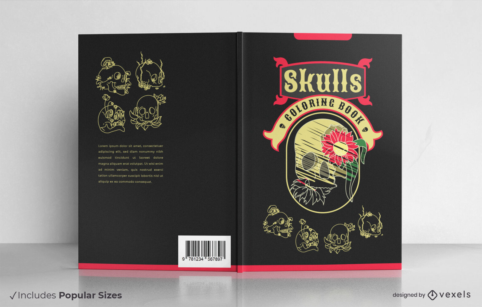 Diseño de portada de libro para colorear de calaveras