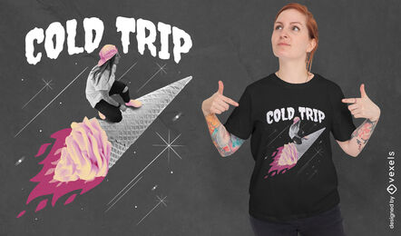 Ice cream rocket psd t-shirt design