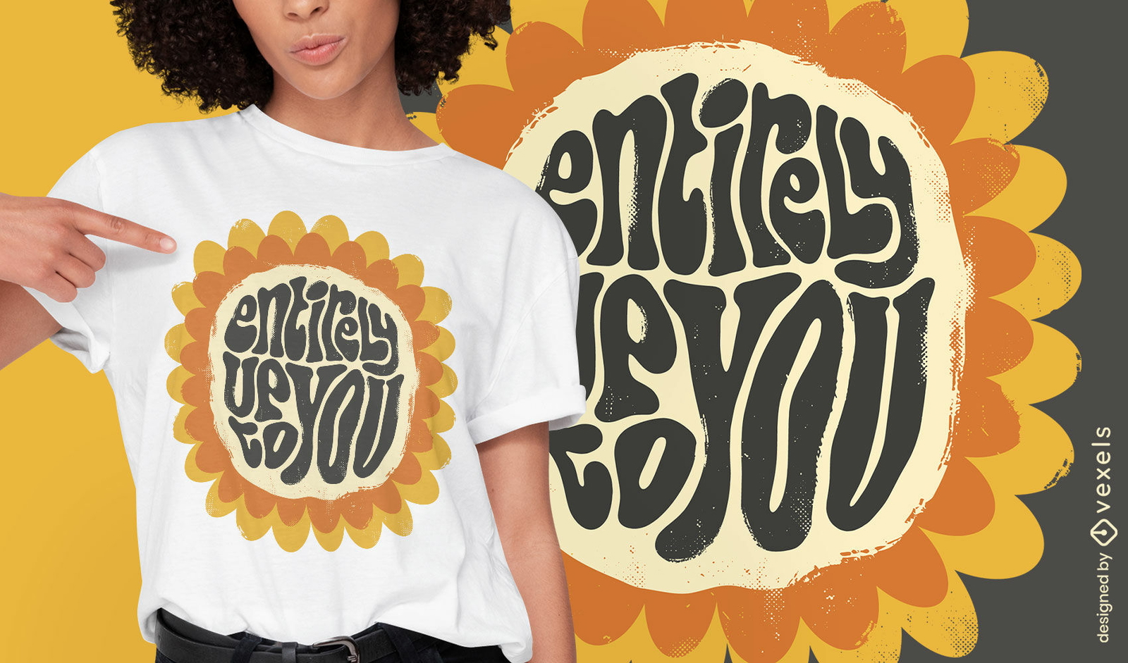 Diseño de camiseta con cita motivacional de girasol.