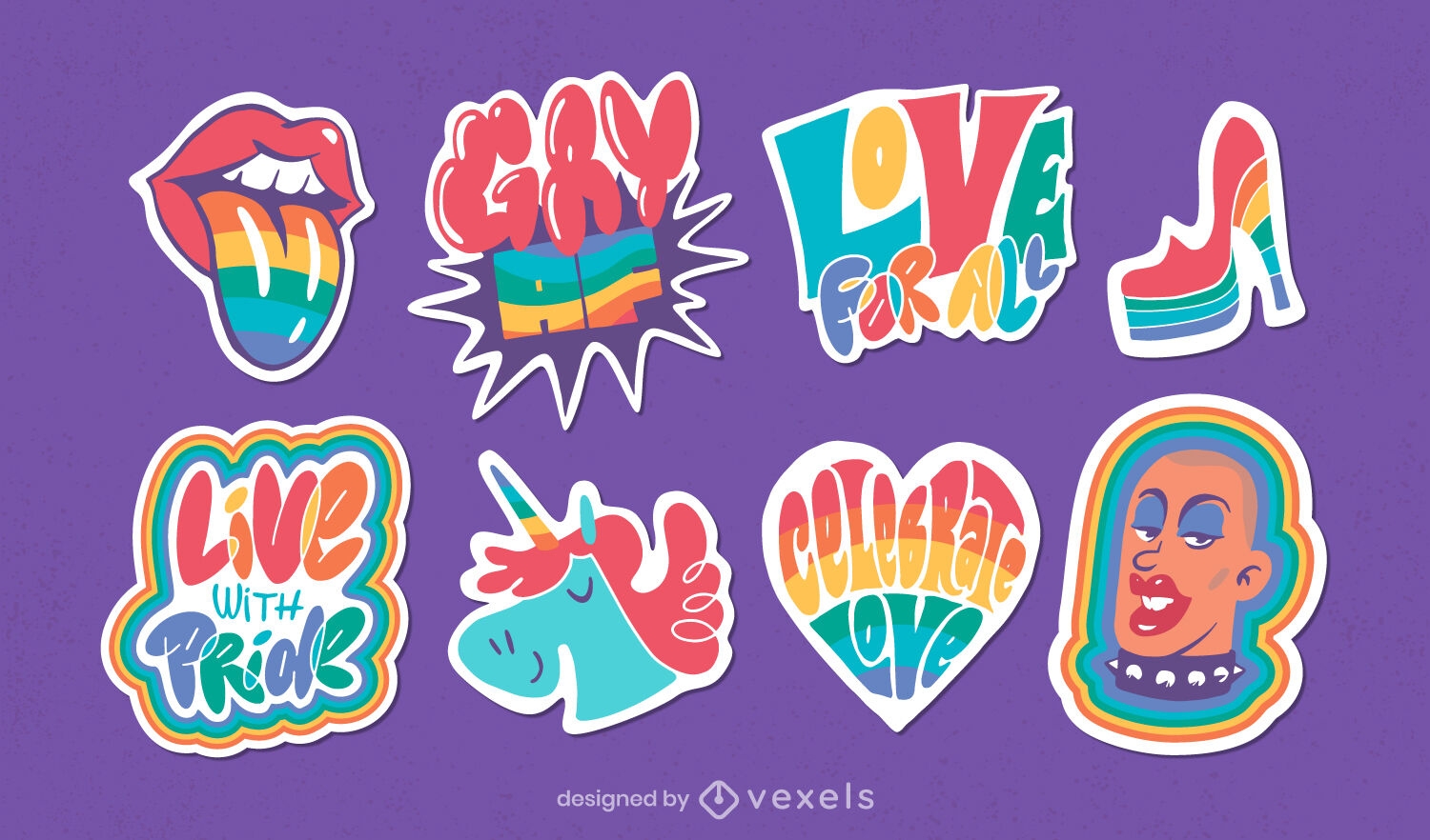 Pride rainbows stickers set