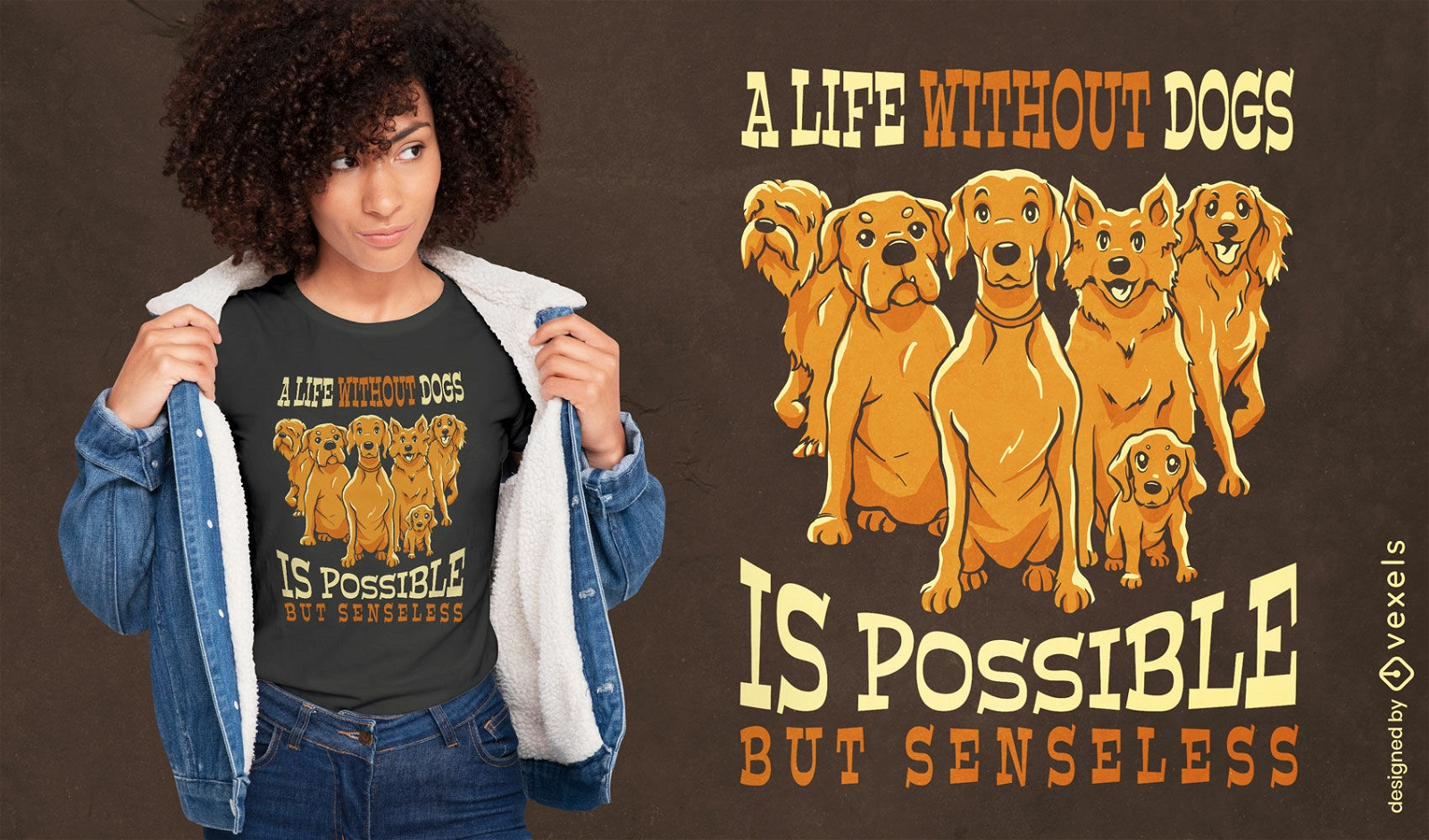Design de camiseta vida sem cães