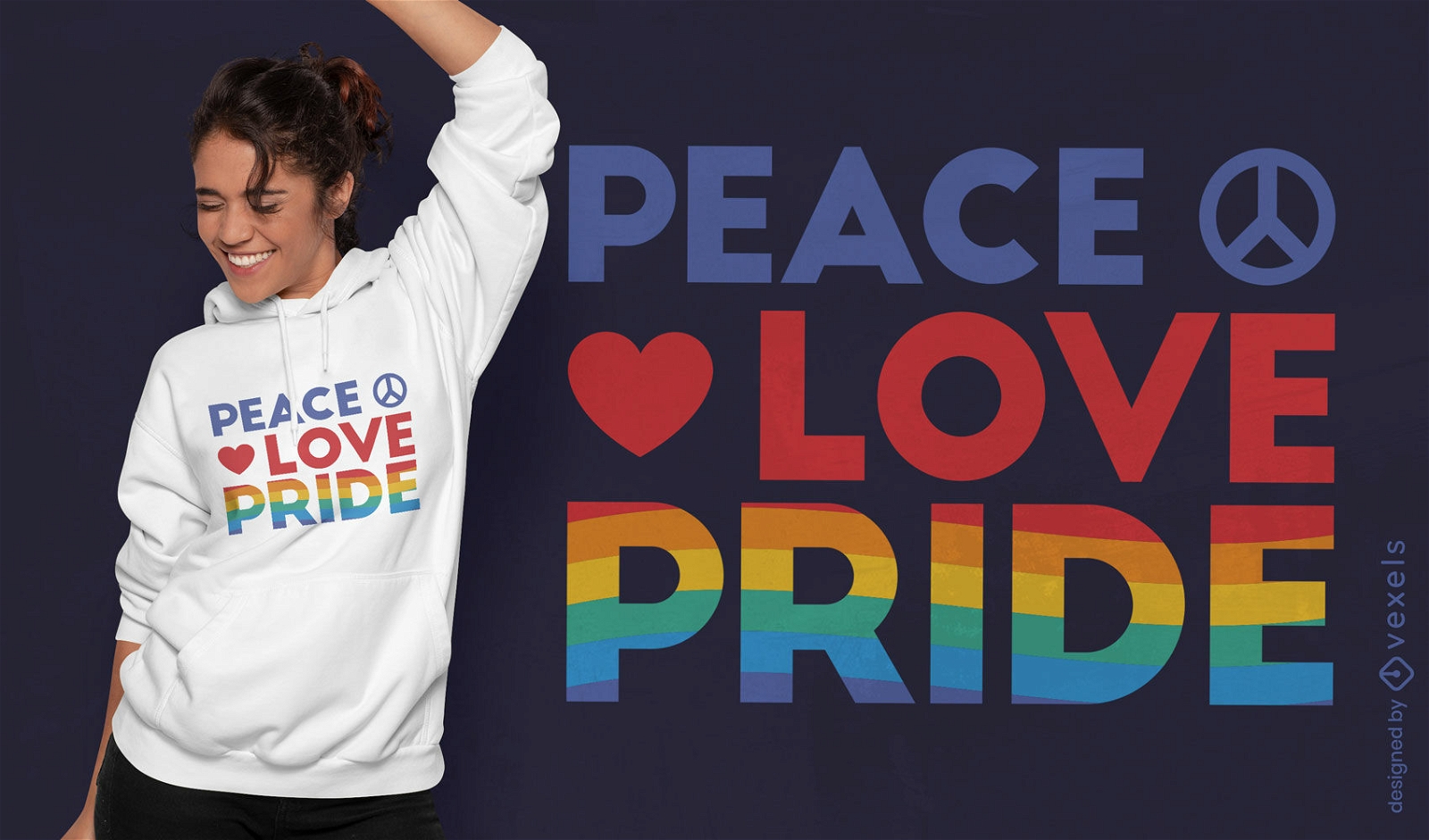 Diseño de camiseta Peace love Pride