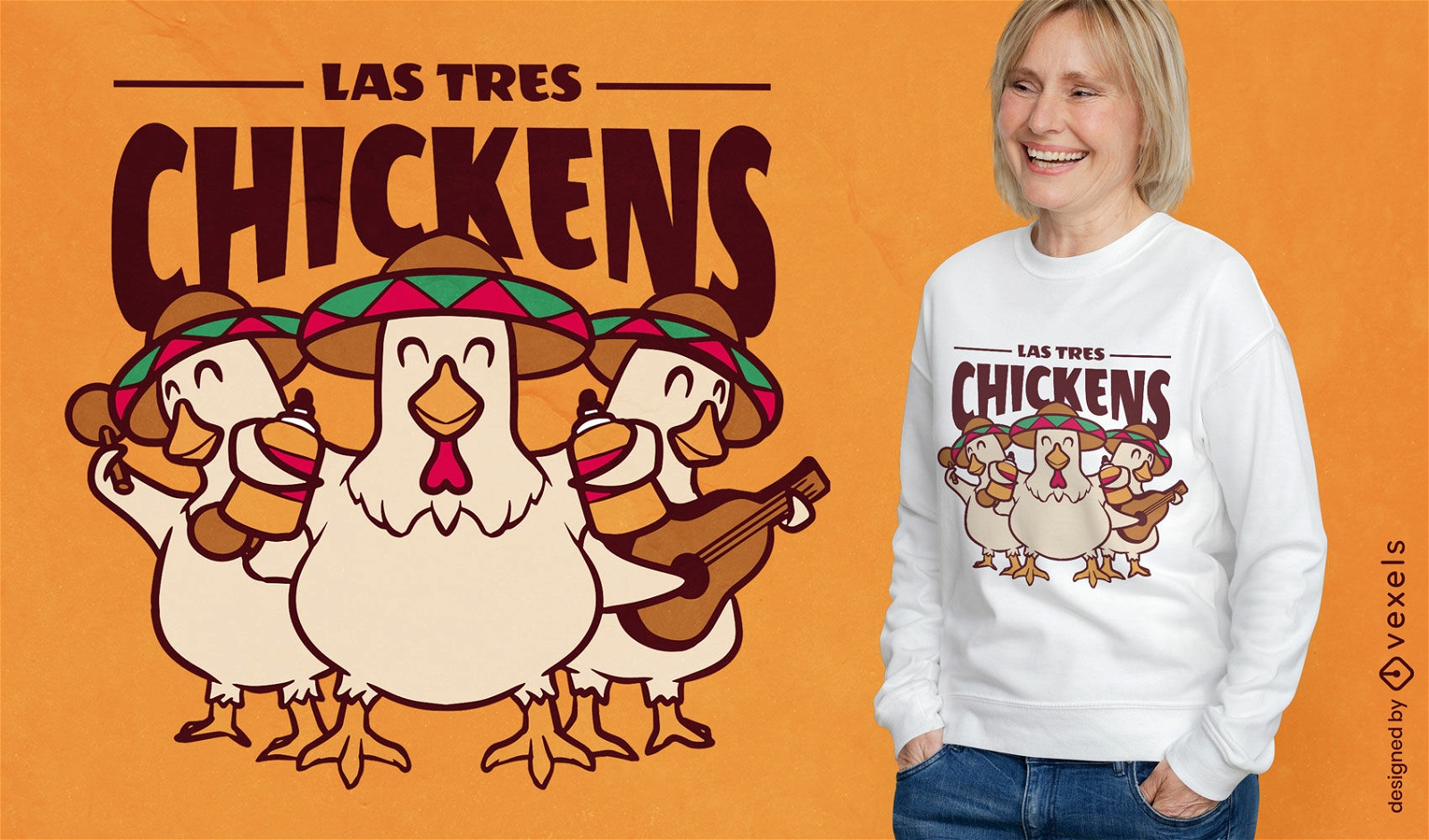 Design de camiseta engraçada de banda de animais de frango