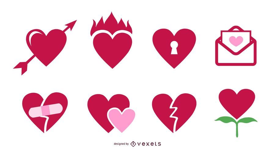 Download Vector Icon Valentine Hearts - Vector Download