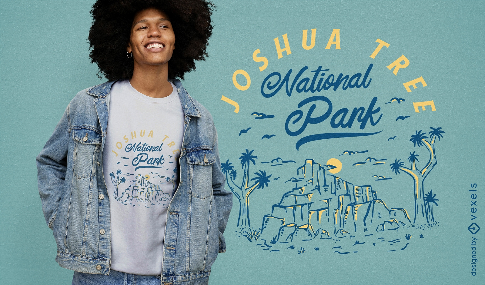 Wüste mit Bäumen Joshua Nationalpark T-Shirt Design
