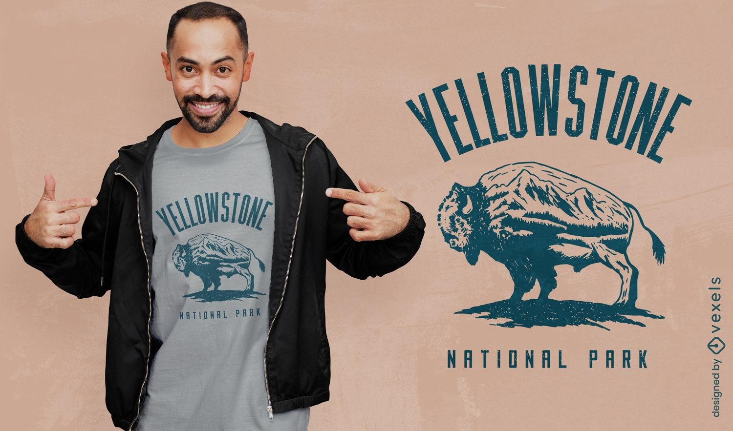 Diseño de camiseta de las montañas del parque nacional de Yellowstone.