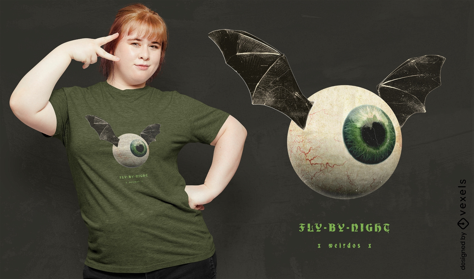 Design de camiseta de morcego do globo ocular
