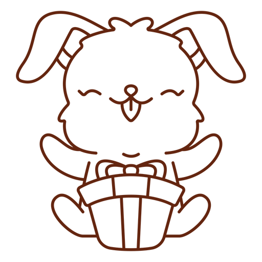 Süßes Streichelhäschen mit Geschenk PNG-Design
