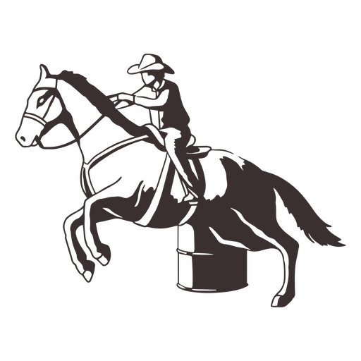 Carrera de barriles saltando caballo vaquero Diseño PNG