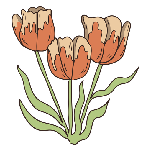 Ícone de flores de tulipa vintage Desenho PNG