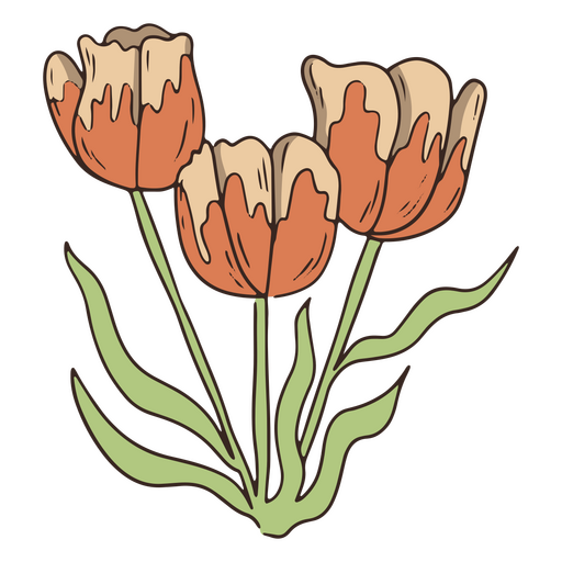 Vintage tulip flowers icon PNG Design