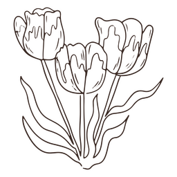 Icono de trazo de flores de tulipán vintage Diseño PNG Transparent PNG