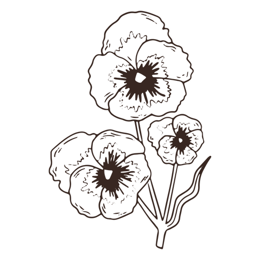 Schlaganfall-Symbol für Vintage-Blütenblätter PNG-Design