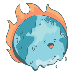 Personagem de desenho animado do planeta Terra do aquecimento global