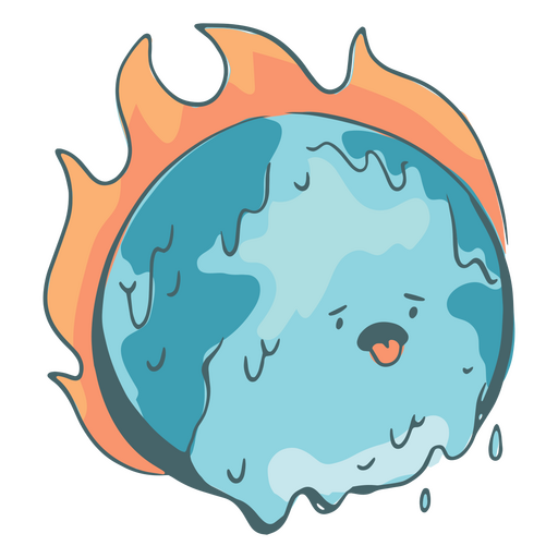 Personaje de dibujos animados del planeta Tierra del calentamiento global
