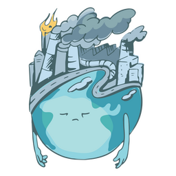 Diseño PNG Y SVG De Industria Contaminación Planeta Tierra Personaje De Dibujos Animados Para Camisetas Diseño PNG Y SVG De Industria Contaminación Planeta Tierra Personaje De Dibujos Animados Para Camisetas