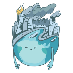 Industry pollution planet Earth cartoon character PNG Design Transparent PNG