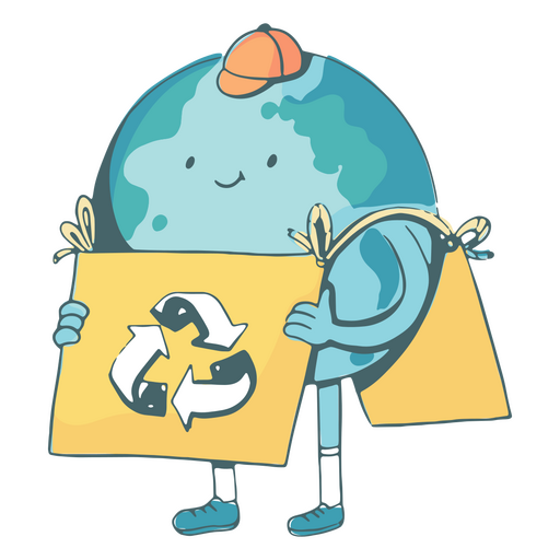 Reciclar el personaje de dibujos animados del planeta Tierra Diseño PNG
