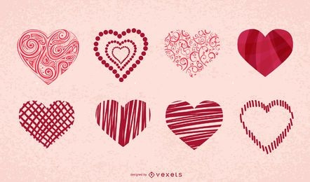 Conjunto de ícones de corações dos namorados