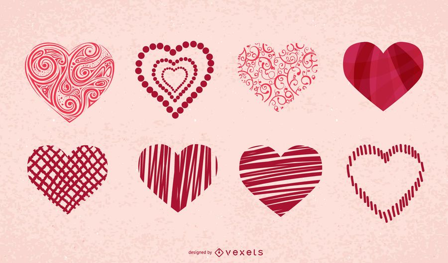 Conjunto de iconos de corazones de San Valentín Conjunto de iconos de corazones de San Valentín
