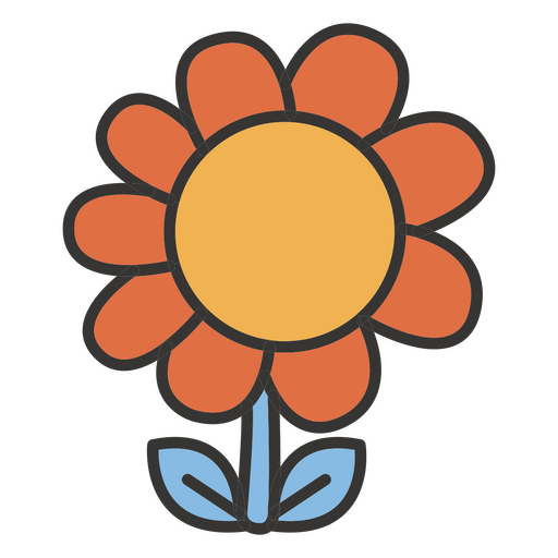 Flache orange einfache Blume PNG-Design